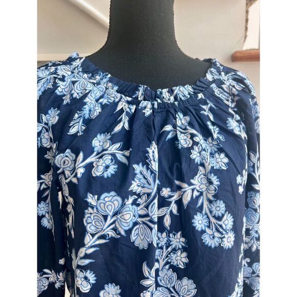 J. Crew blue and white floral print shirt size XS - Picture 2 of 8